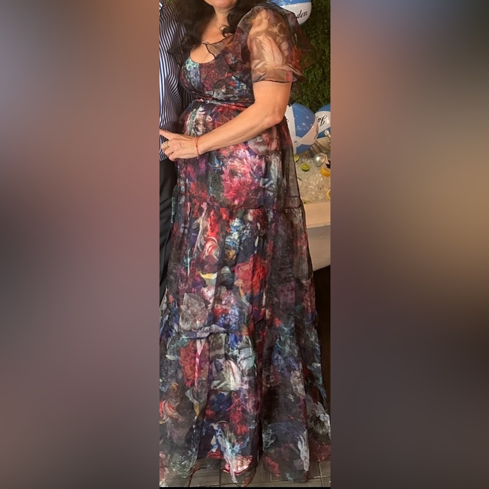 Theia Darla Floral Organza Gown Dress - Picture 5 of 7